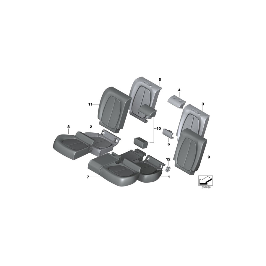 Genuine BMW 52208061947 F48 F45 Seat Cover Alcantara Left ANTHRAZIT (Inc. X1 16d, 216d & 214d) | ML Performance EU