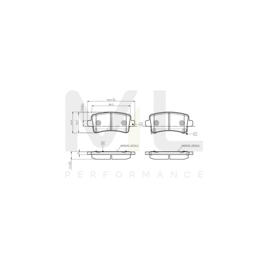 Bosch 0986Tb3106 Brake Pad Set Excl. Wear Warning Contact | ML Performance Car Parts