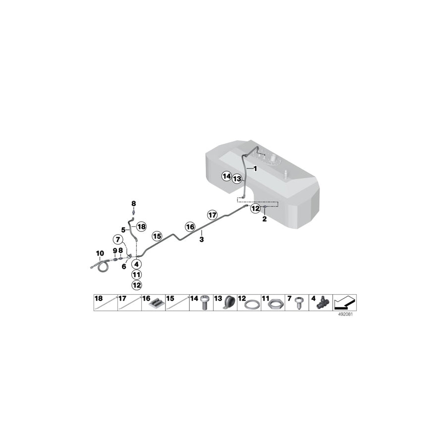 Genuine BMW 16128431358 BMW Fuel Feed Line TUNNEL>T-PIECE (Inc.  & M4 GT4) | ML Performance EU Car Parts