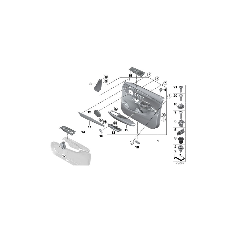 Genuine BMW 51417317505 F46 F45 Trim Cover, Door, Left OXIDSILBER (Inc. 220d, 225i & 218i) | ML Performance EU Car Parts
