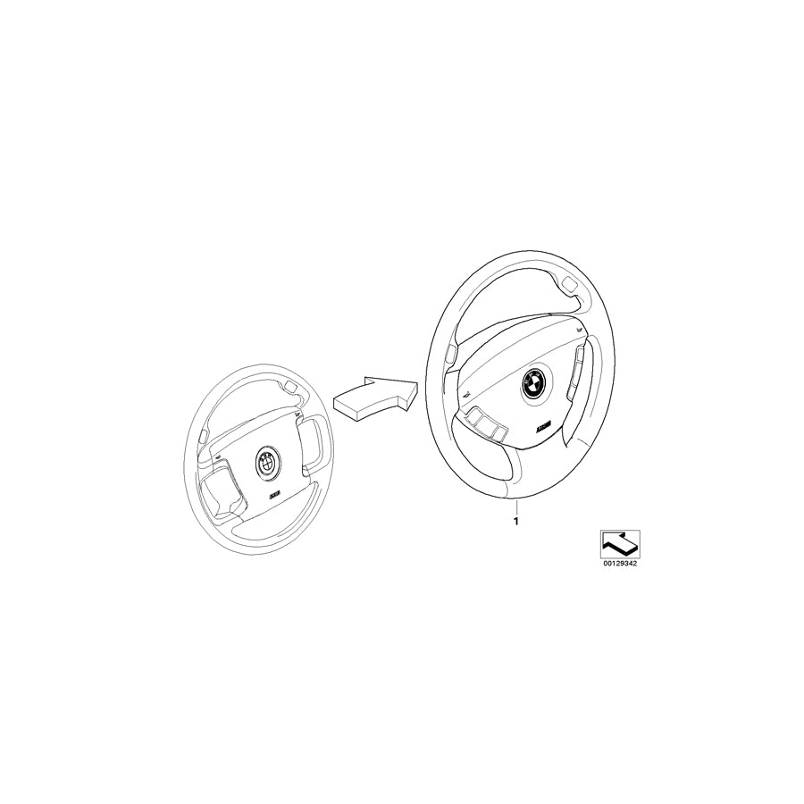 Genuine BMW 32346783497 E66 E67 E65 Airbag Sport St. Whl. Lthr Multifunction GRAU (Inc. 740d, 760Li & 740Li) | ML Performance EU Car Parts