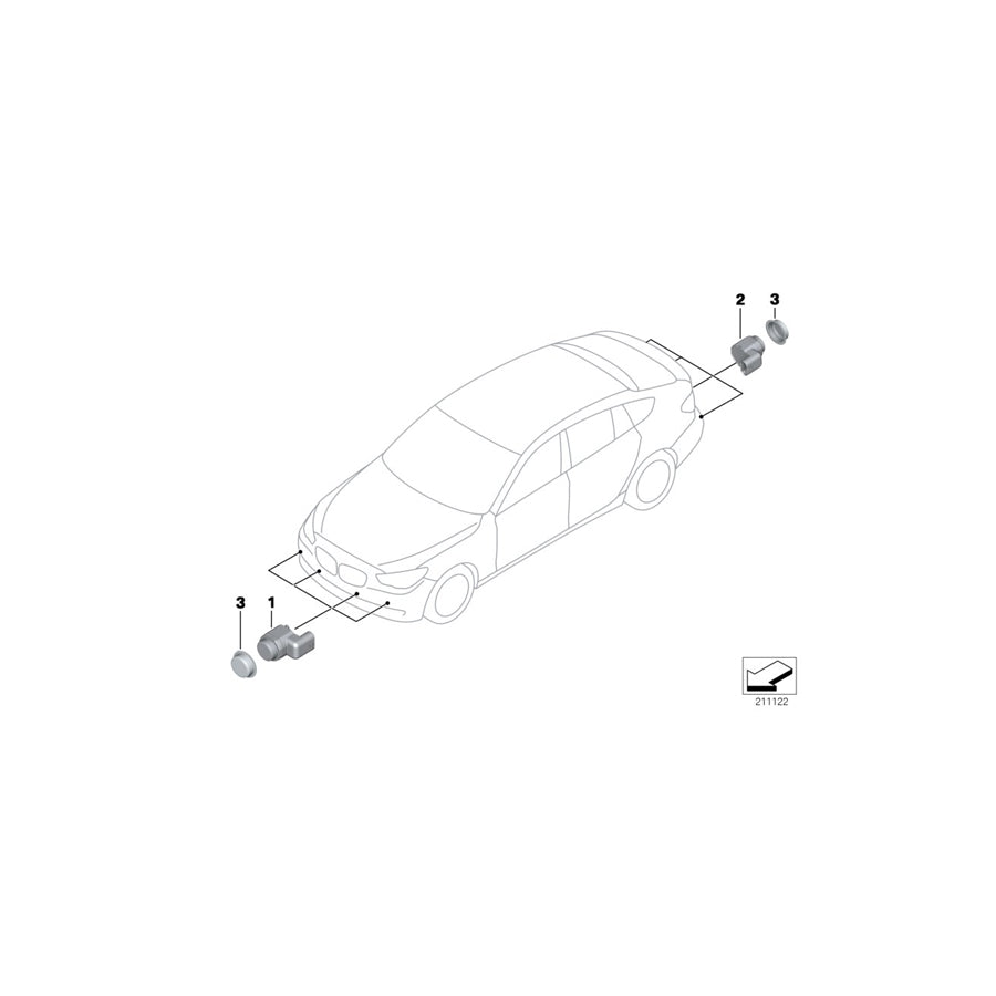 Genuine BMW 66202184214 F07 Ultrasonic Sensor, Color Code only for Individual and special colors (Inc. 530d, 535iX & 550iX 4.4) | ML Performance EU Car Parts