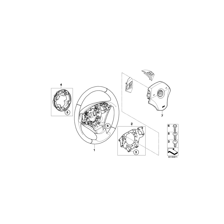 Genuine BMW 32346774127 E60 E61 St. Wheel, Leather, Out-Of-Lane Warning SCHWARZ (Inc. 525i, 523i & 535i) | ML Performance EU Car Parts