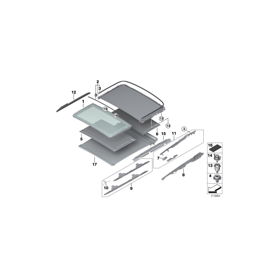 Genuine BMW 54107261732 Glass Cover, Front (Inc. 318dX, 328dX & 328iX) | ML Performance EU