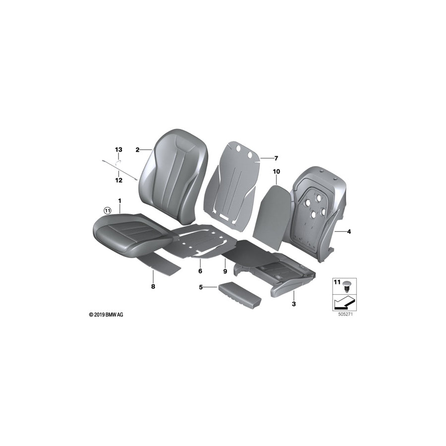 Genuine BMW 52108493393 G07 G05 G06 Cover, Comfort Backrest, Perf. Lthr, Le SCHWARZ (Inc. X5 M50iX, X5 30iX & X5 45eX) | ML Performance EU Car Parts