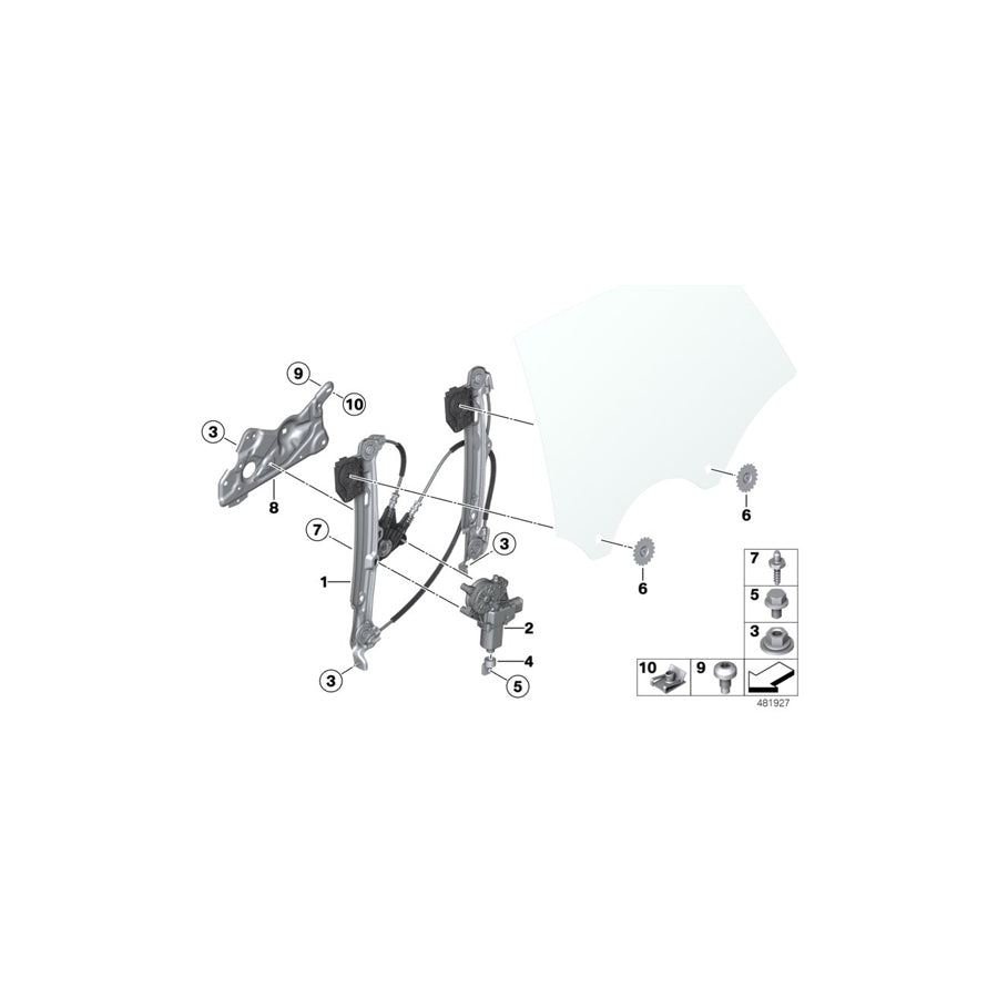 Genuine BMW 51357365257 Window Lifter Without Motor, Rear Left (Inc. 425d, 420d & 435i) | ML Performance EU