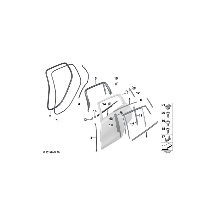 Genuine BMW 51357437783 G06 Window Well Seal, Inner, Door, Rear Lft (Inc. X6 30dX, X6 40i & X6 M50dX) | ML Performance EU