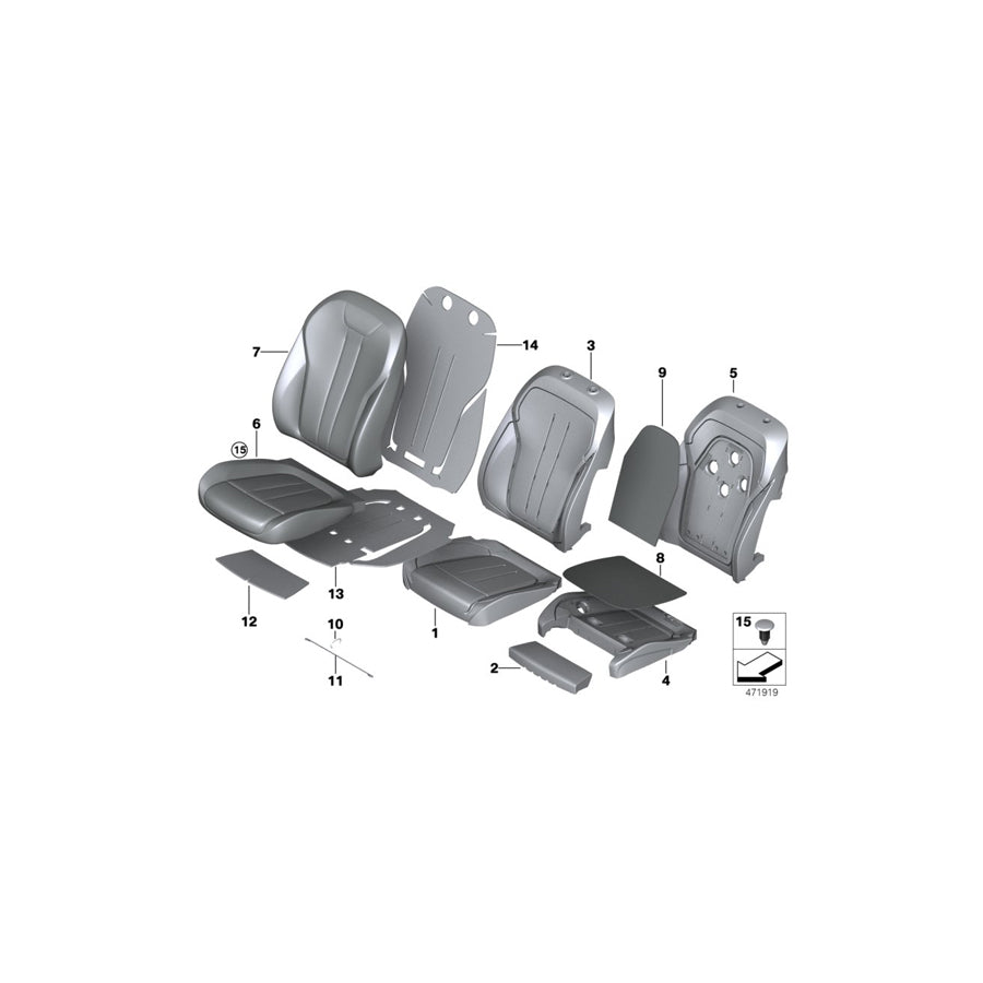 Genuine BMW 52107352241 F15 Cloth Cover For Basic Seat ANTHRAZIT (Inc. X5 30dX, X5 50iX 4.4 & X5 40dX) | ML Performance EU Car Parts