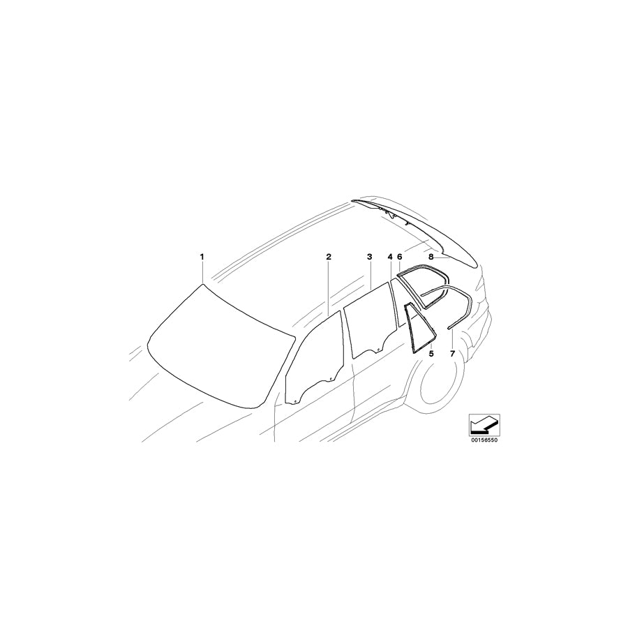 Genuine BMW 51377207873 E70 Green Side Window With Left Gasket (Inc. X5 3.5d, X5 35iX & X5 3.0si) | ML Performance EU