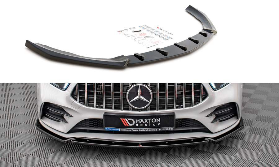 Maxton Design ME-A-177-AMGLINE-FD1T Front Splitter V.4 Mercedes Benz A35 AMG / AMG-Line W177 | ML Performance UK Car Parts