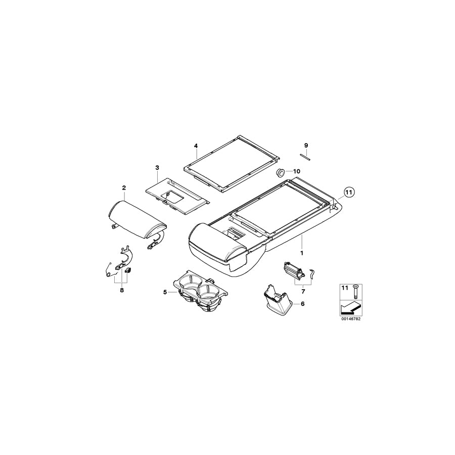 Genuine BMW 52207076559 E61 E60 Armrest Rear, Leather ROTORANGE (Inc. 530i, 530xi & 528i) | ML Performance EU Car Parts