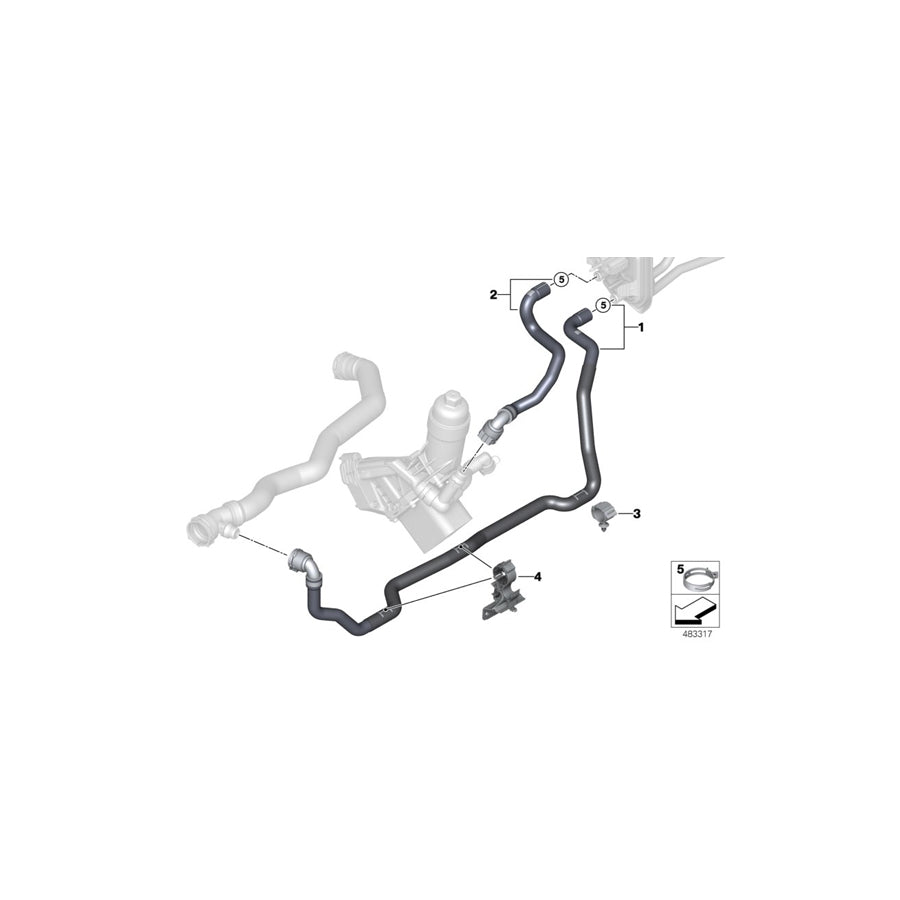 Genuine BMW 64219354461 G01 G02 Coolant Hose, Return (Inc. X4 20dX & X4 25dX) | ML Performance EU Car Parts