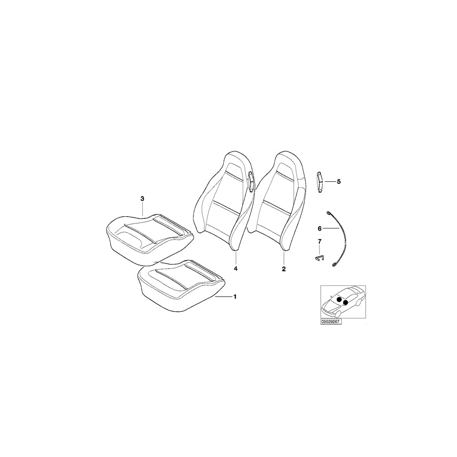 Genuine BMW 52102693074 E36 Cover Backrest Leather Right Q6SW SCHWARZ (Inc.  & Z3 M) | ML Performance EU Car Parts