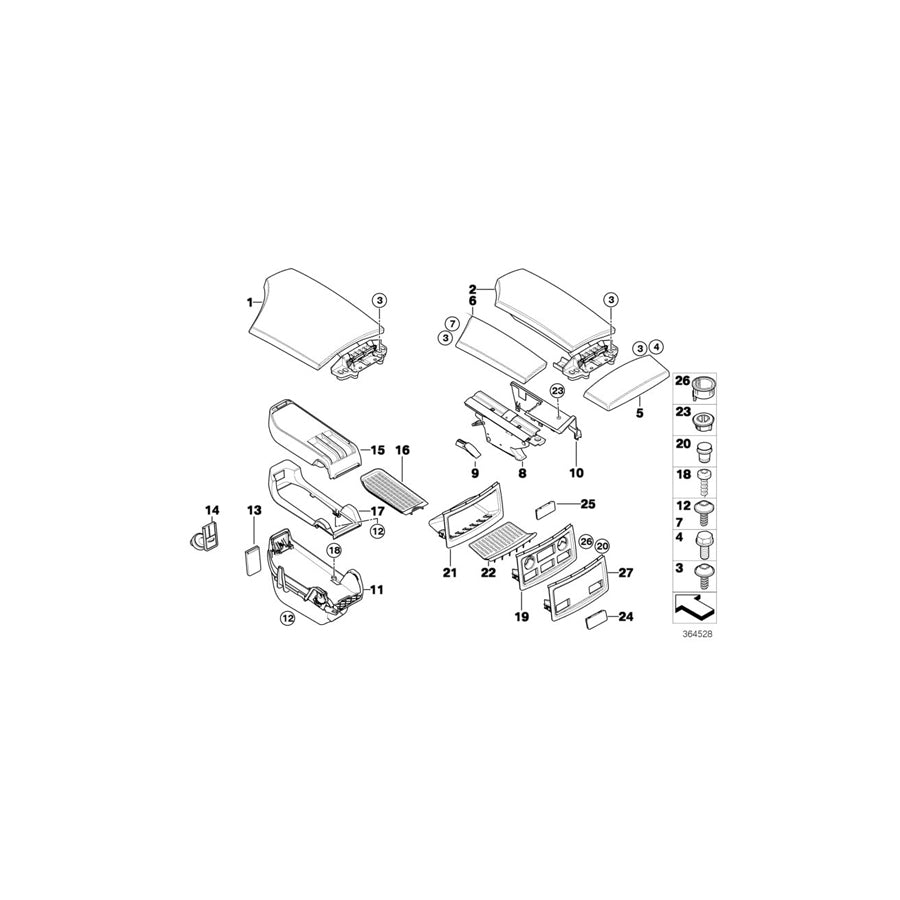 Genuine BMW 51166985253 E60 E61 Cover Centre Console, Rear CREAMBEIGE (Inc. 520d, 525xd & 550i) | ML Performance EU Car Parts