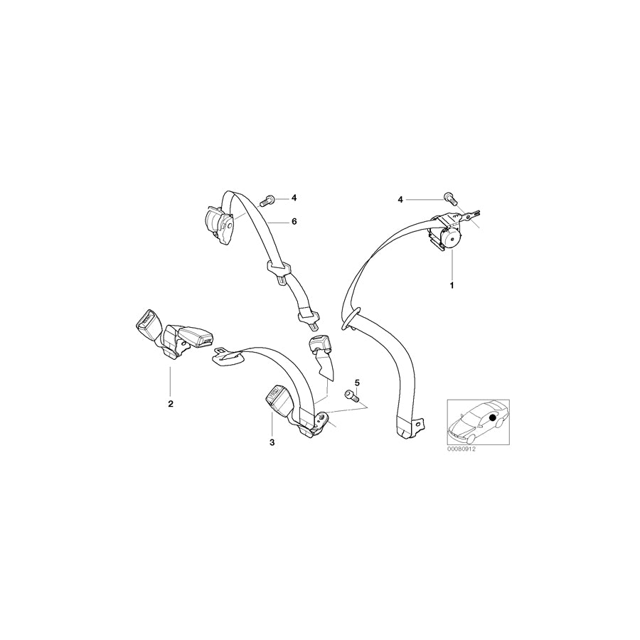 Genuine BMW 72118202591 E46 Upper Belt Rear (Inc. 330d, 318Ci & 320Cd) | ML Performance EU Car Parts