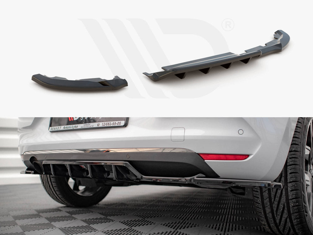 Maxton Design RE-CL-5-RSD1T+RD1T Central Rear Splitter (vertical Bars) Renault Clio MK5 (2019-) | ML Performance UK Car Parts