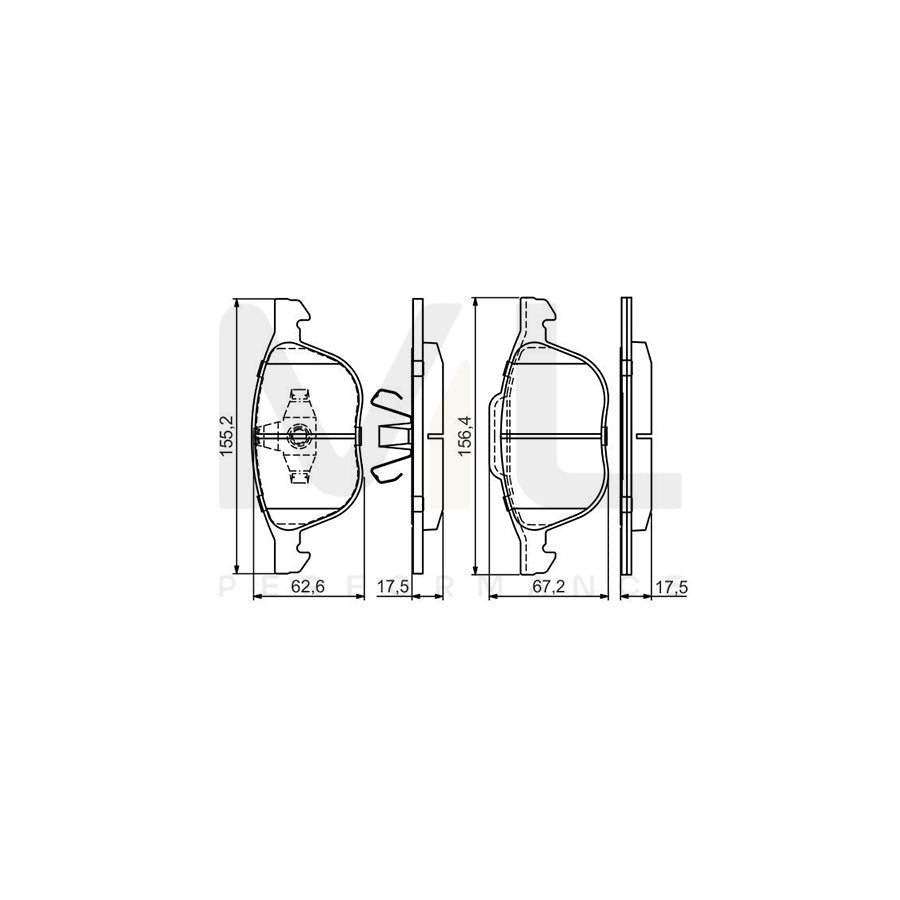 Bosch 0986495450 Brake Pad Set With Anti-Squeak Plate, With Mounting Manual, With Piston Clip BP2082 | ML Performance Car Parts