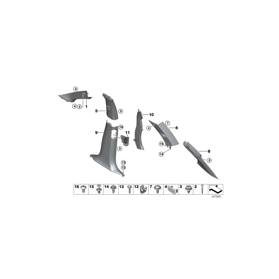 Genuine BMW 51437329392 F15 Trim Cover, C-Pillar, Upper Right GRAU (Inc. X5 25dX, X5 25d & X5 35i) | ML Performance EU