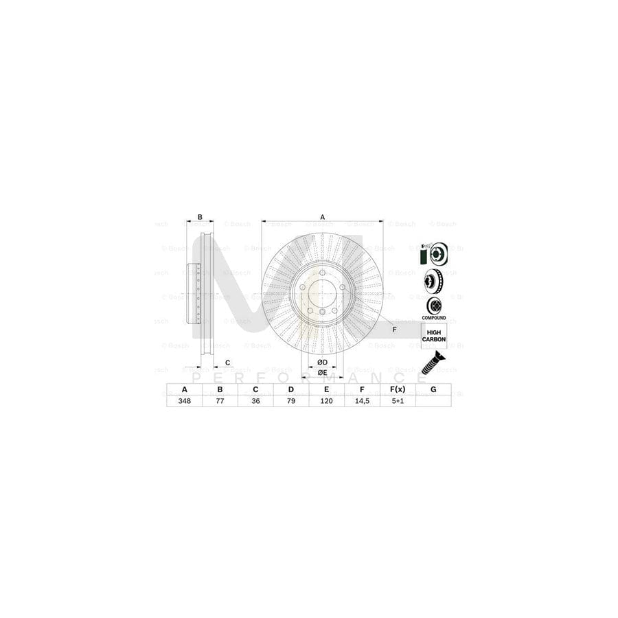 BOSCH 0 986 479 E20 Brake Disc Two-piece brake disc, Vented, Coated, High-carbon, with bolts/screws | ML Performance Car Parts