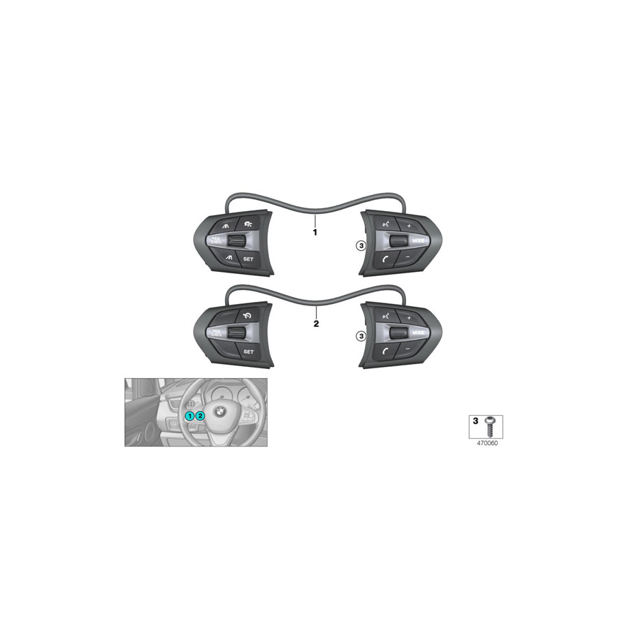 Genuine BMW 61317856948 F48 F39 Switch, Mf Steering Wheel, M-Sport SET (Inc. X2 28iX, X1 28iX & X2 28i) | ML Performance EU