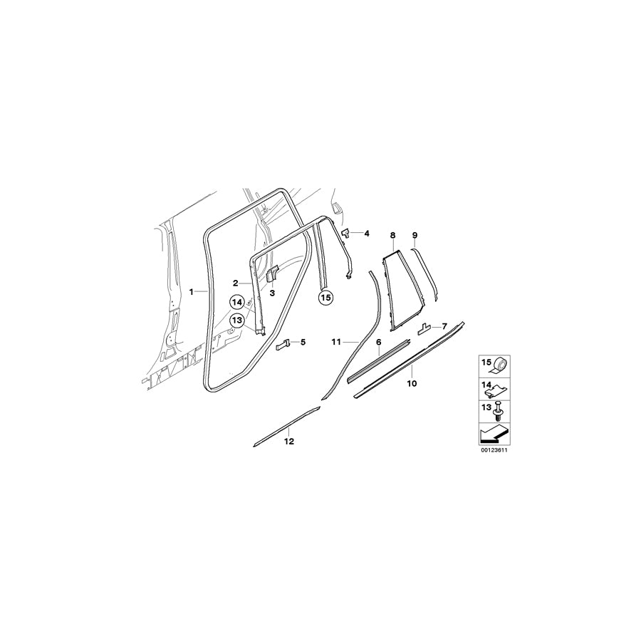 Genuine BMW 51333411686 E83 E83 Sealing, Window Guide Web, Right (Inc. X3 3.0sd, X3 2.5i & X3 2.0d) | ML Performance EU Car Parts