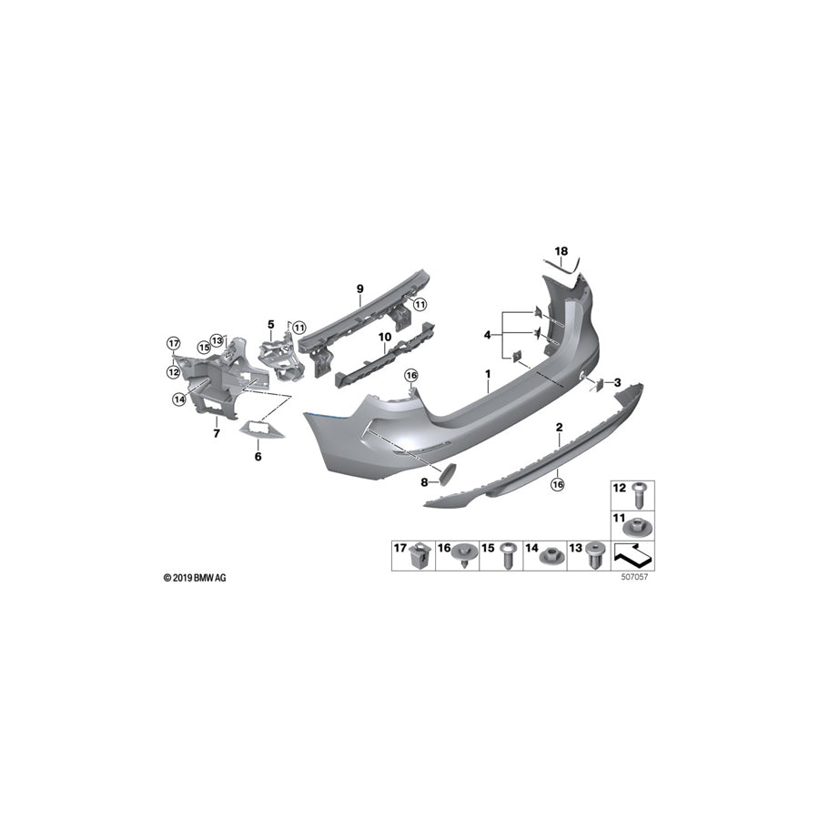 Genuine BMW 51127490939 F44 Cover, Bumper, Rear Left (Inc. 220d, 228iX & 218i) | ML Performance EU Car Parts
