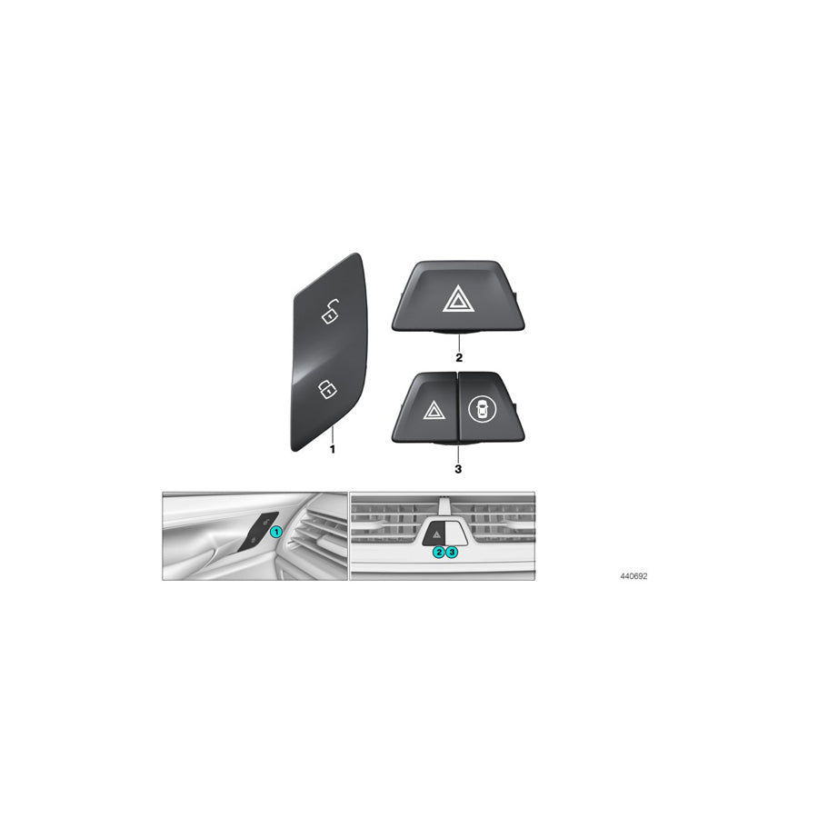 Genuine BMW 61316993046 G11 F90 Switch For Emergency Flasher System (Inc. 630iX, 740e & 745e) | ML Performance EU