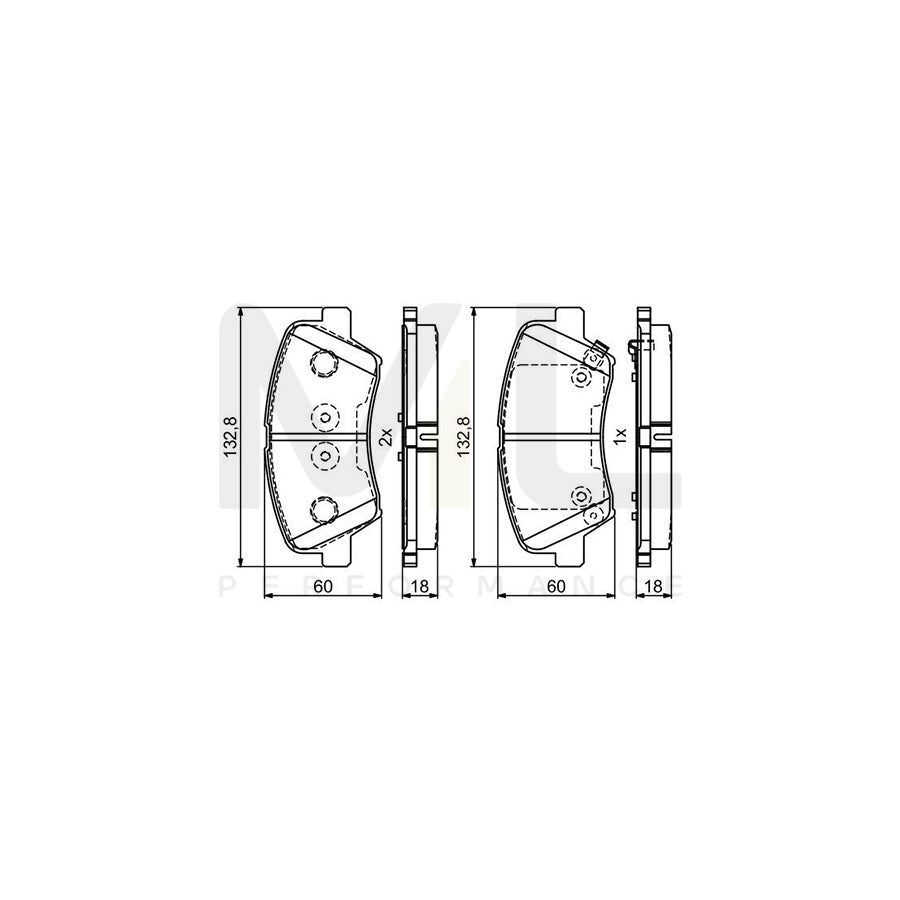 Bosch 0986495410 Brake Pad Set With Acoustic Wear Warning, With Anti-Squeak Plate, With Mounting Manual BP1783 | ML Performance Car Parts