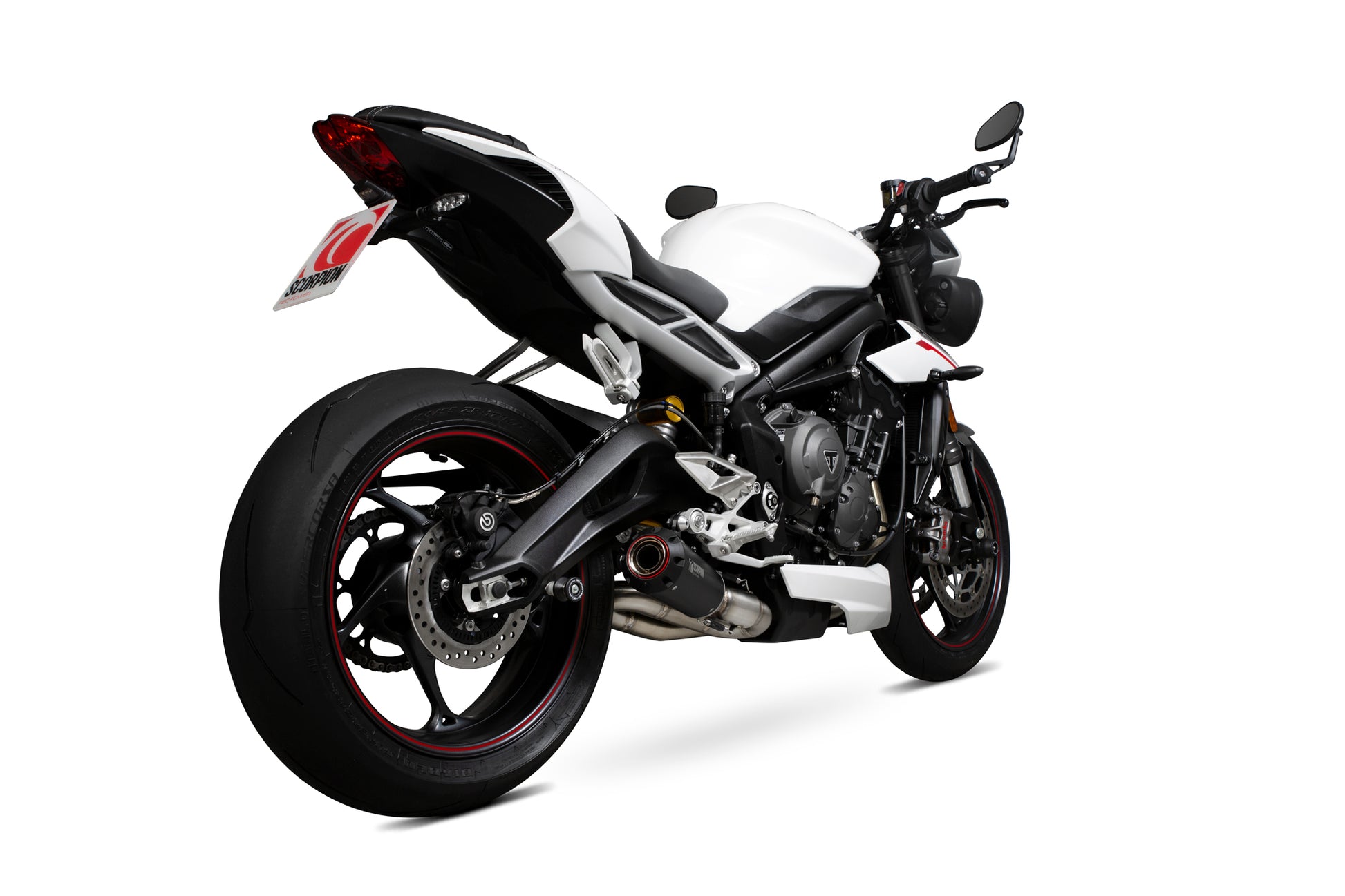 Scorpion PTR87BCER Triumph Street Triple 765 Red Power Slip-On - Black Ceramic Coated Sleeve | ML Performance EU EU