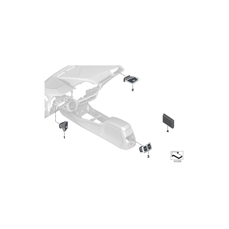 Genuine BMW 64229315933 F46 F40 F45 Rear Ventilation With Absorber, Left (Inc. 220i, X1 25iX & 225i) | ML Performance EU Car Parts