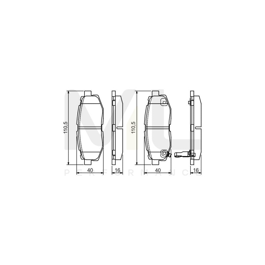 Bosch 0986495135 Brake Pad Set With Acoustic Wear Warning, With Mounting Manual BP1549 | ML Performance Car Parts