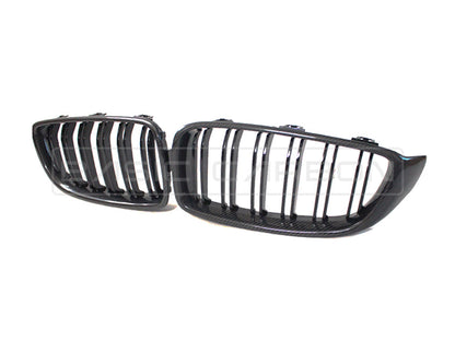 Basic Carbon BMW F30 F32 F80 F82 Gloss Carbon Fibre Kidney Grille (Inc. 340i, 440i, M3 & M4) - ML Performance UK