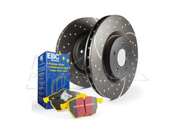 EBC Audi Seat Skoda Volkswagen Yellowstuff 4000 Series Front Sport Brake Pads & Slotted And Dimpled Sport Discs Kit - ATE Caliper (Inc. 8V A3, 1P Leon, 1Z Octavia & MK6 Golf) | ML Performance UK