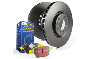 EBC Audi Seat Skoda Volkswagen Yellowstuff 4000 Series Front Sport Brake Pads & Premium OE Replacement Plain Discs Kit - TRW Caliper (Inc. 8S TTS, 5F Leon Cupra, 5E Octavia & MK7 Golf R) | ML Performance UK