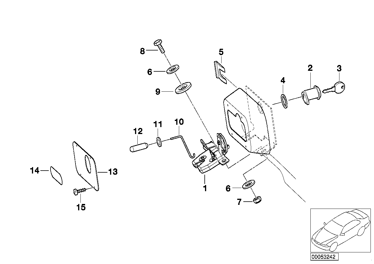 Genuine BMW 51211901537 E39 E46 E53 Lock With Code, Left (Inc. Z3 3.0i, 528i & 316i) | ML Performance EU EU Car Parts