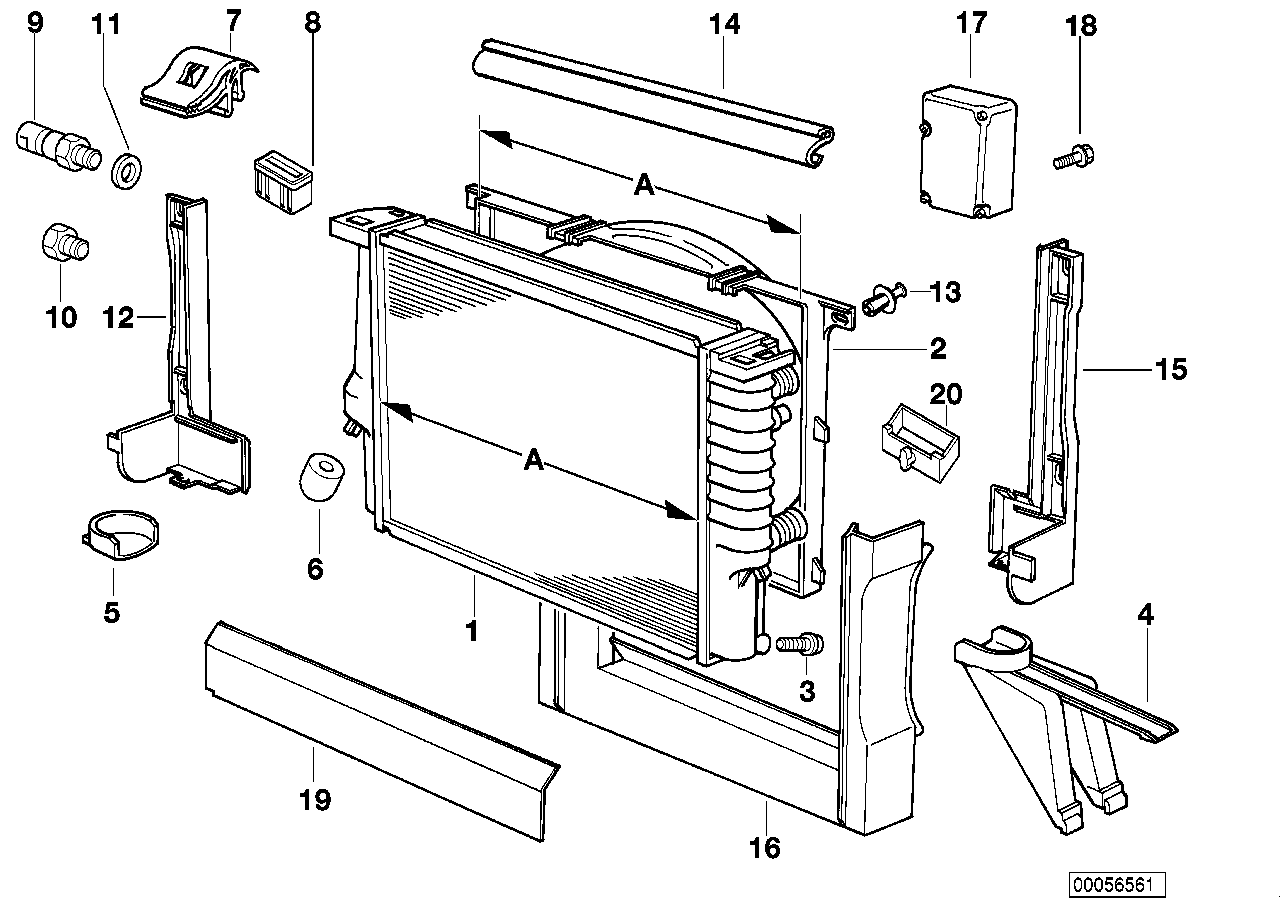 Genuine BMW 17111702453 E31 E32 E34 Radiator A=650mm (Inc. 740iL, 540i & 740i) | ML Performance EU EU Car Parts