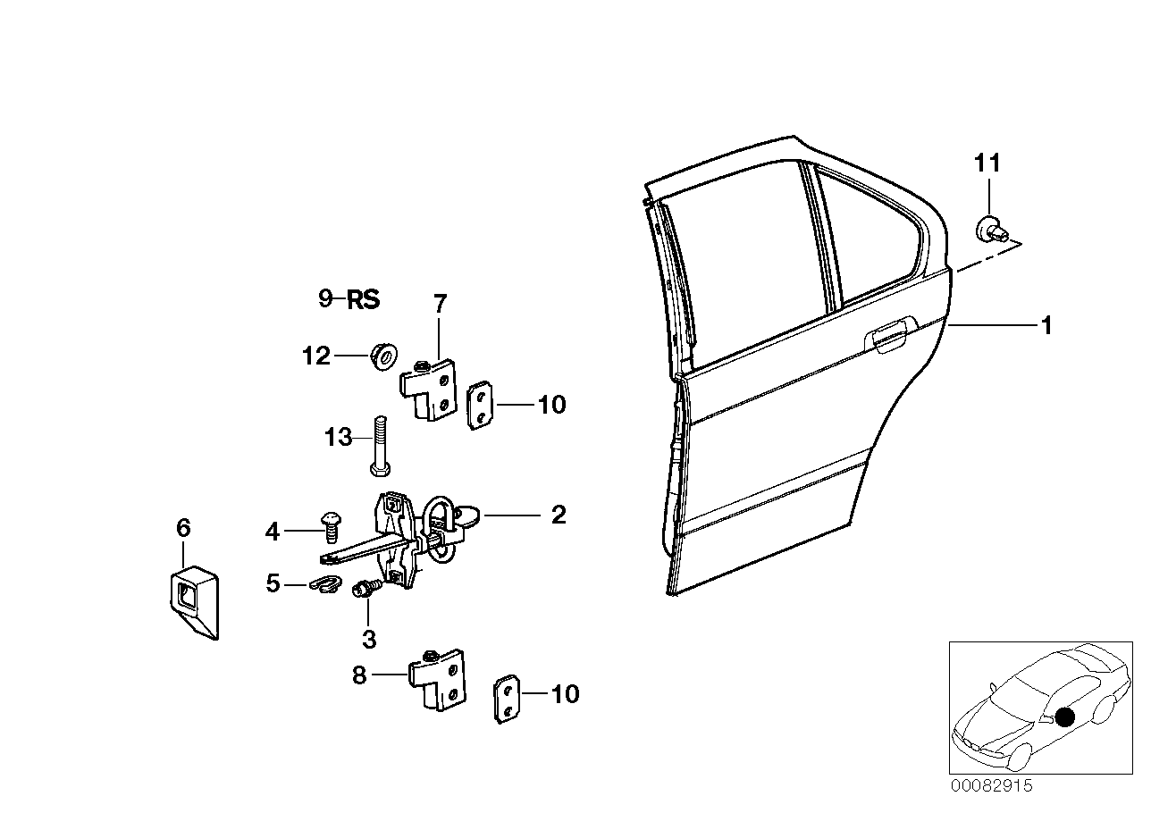 Genuine BMW 41528135509 E36 Left Upper Rear Door Hinge (Inc. 318is, 320i & 325i) | ML Performance EU EU Car Parts