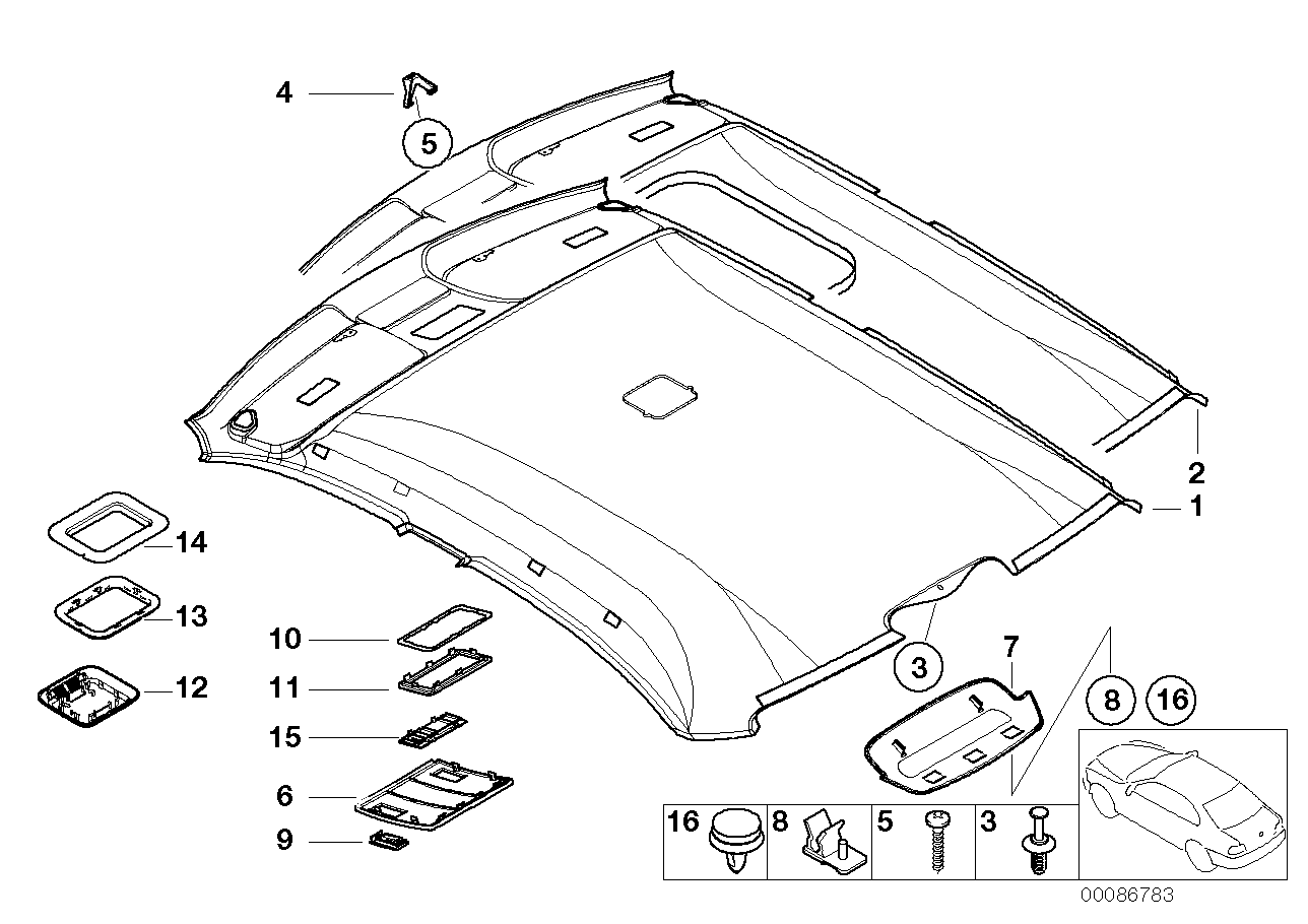 Genuine BMW 51448225568 E46 Headliner Its HELLGRAU (Inc. 323i, 316i 1.9 & 316i) | ML Performance EU EU Car Parts