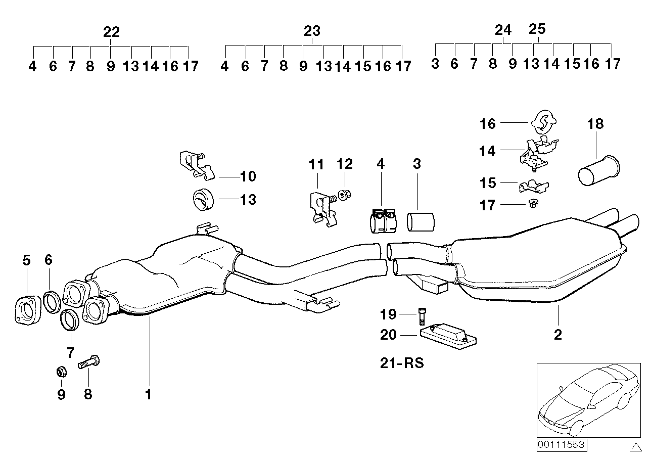 Genuine BMW 18101705761 E34 Rear Muffler (Inc. 525i & 525ix) | ML Performance EU EU Car Parts