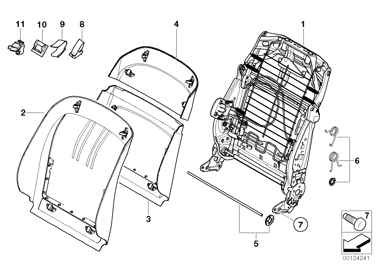 Genuine BMW 52107250072 E72 E70 Backrest Frame, Electrical (Inc. X6 40dX & X5) | ML Performance EU EU Car Parts