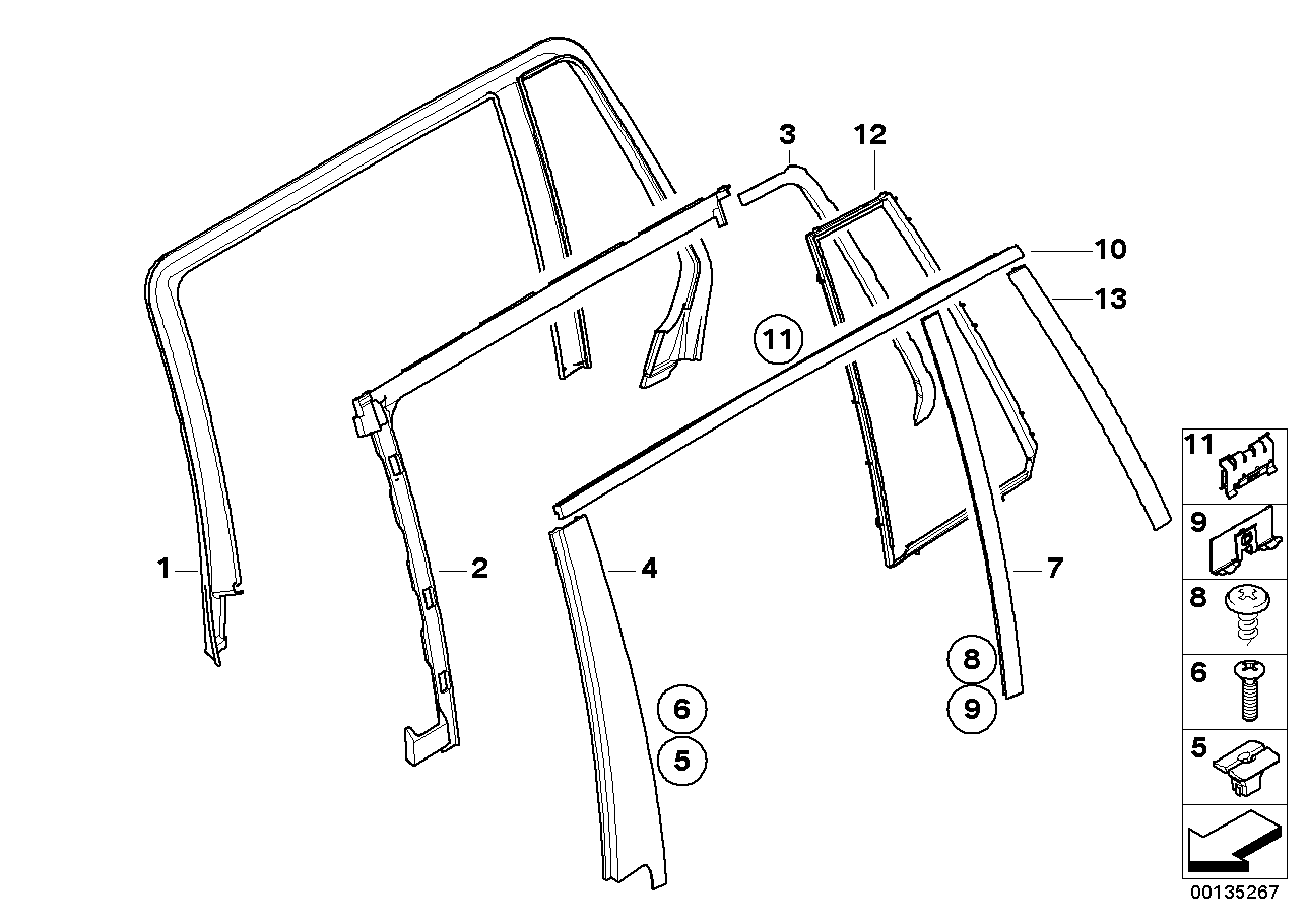 Genuine BMW 51357044180 E61 Frame For Fixed Side Window, Right (Inc. 520d, 525d & 530d) | ML Performance EU EU Car Parts