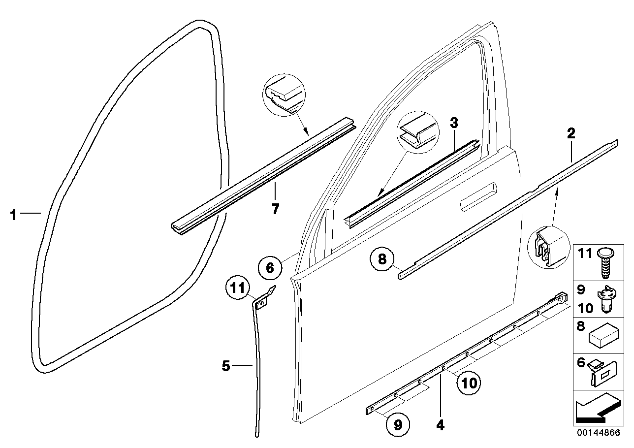 Genuine BMW 51218223663 E66 E65 E67 Gasket, Door Joint, Bottom Front Left (Inc. Alpina B7, 760LiS & 730d) | ML Performance EU EU Car Parts