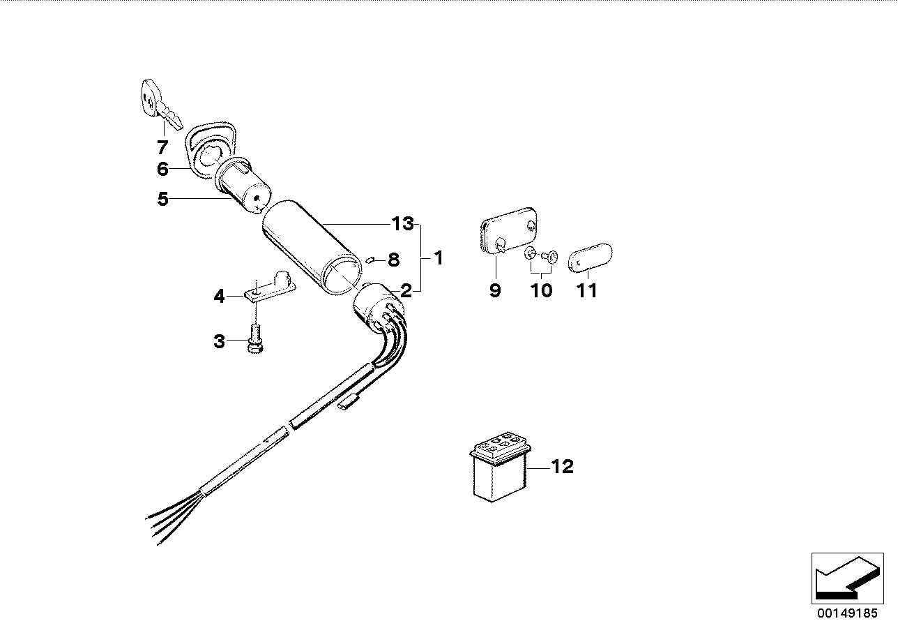 Genuine BMW 32329069306 E24 E28 E21 Lock (With Key Code) 10.001-19.999 (Inc. 728i, 320i & 528) | ML Performance EU EU Car Parts