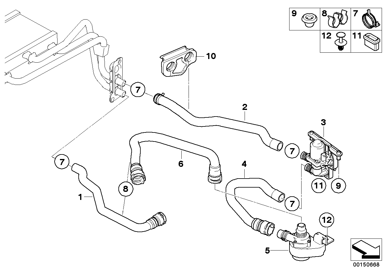 Genuine BMW 64216911001 E60 E63 E61 Hose F Water Valve And Radiator (Inc. 525i, 525xd & 525xi) | ML Performance EU EU Car Parts