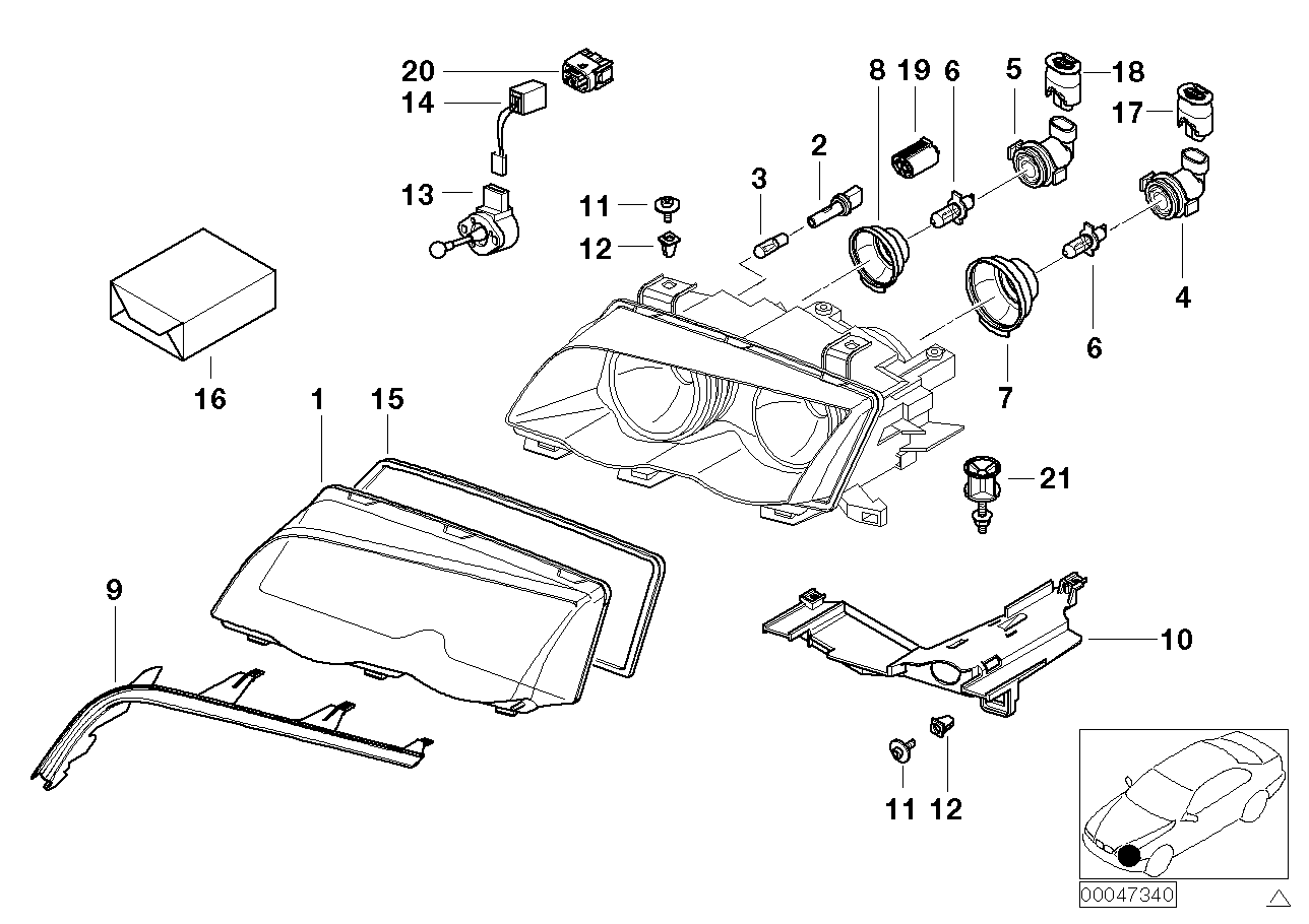 Genuine BMW 63126923410 E46 Right Cover Glass ZKW (Inc. 323i, 316i 1.9 & 320i) | ML Performance EU EU Car Parts