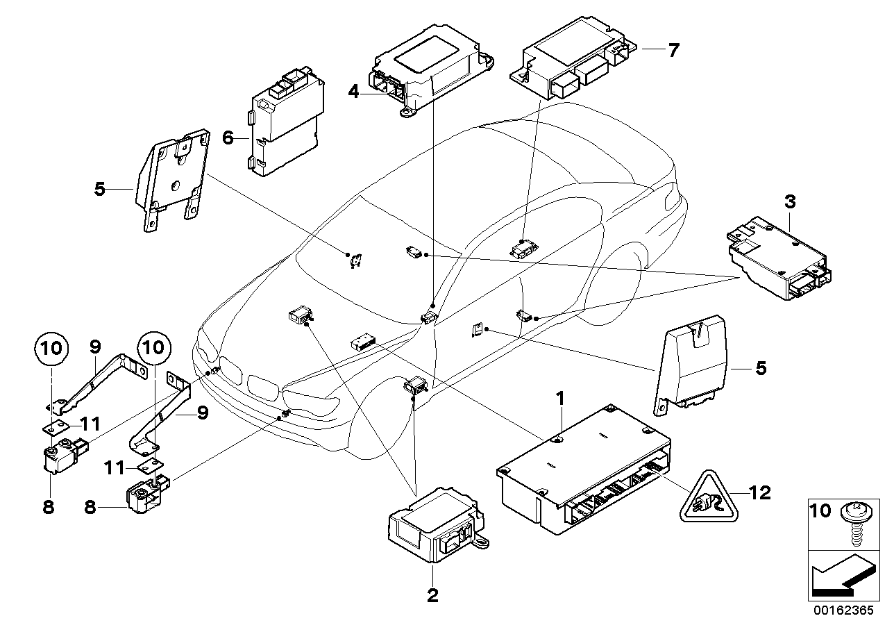 Genuine BMW 65776949908 E66 E67 RR1 Sensor, A-Pillar Right (Inc. 760i, Phantom EWB & 745Li) | ML Performance EU EU Car Parts