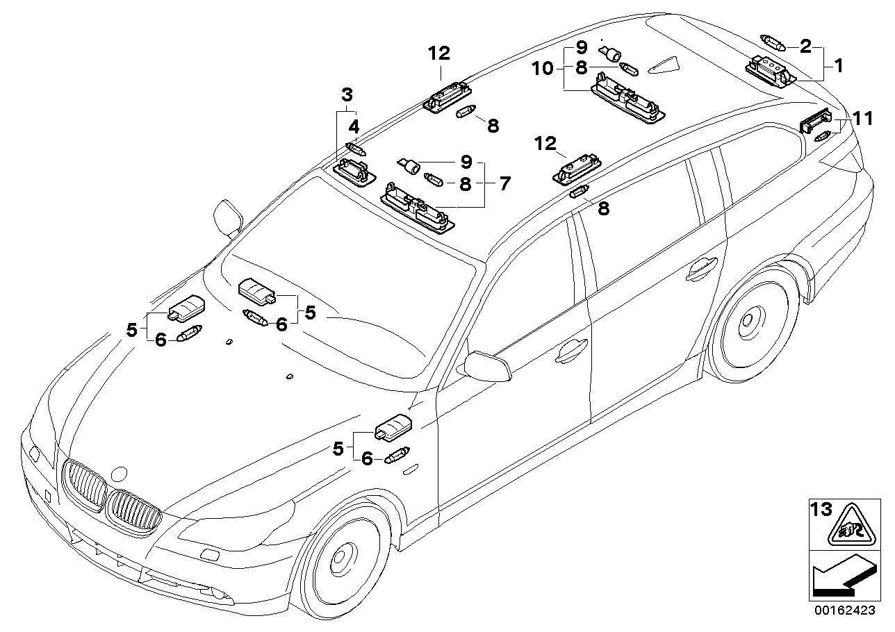 Genuine BMW 63316962007 E61 E61 Interior Reading Light Rear Left (Inc. M5, 525xd & 525xi) | ML Performance EU Car Parts