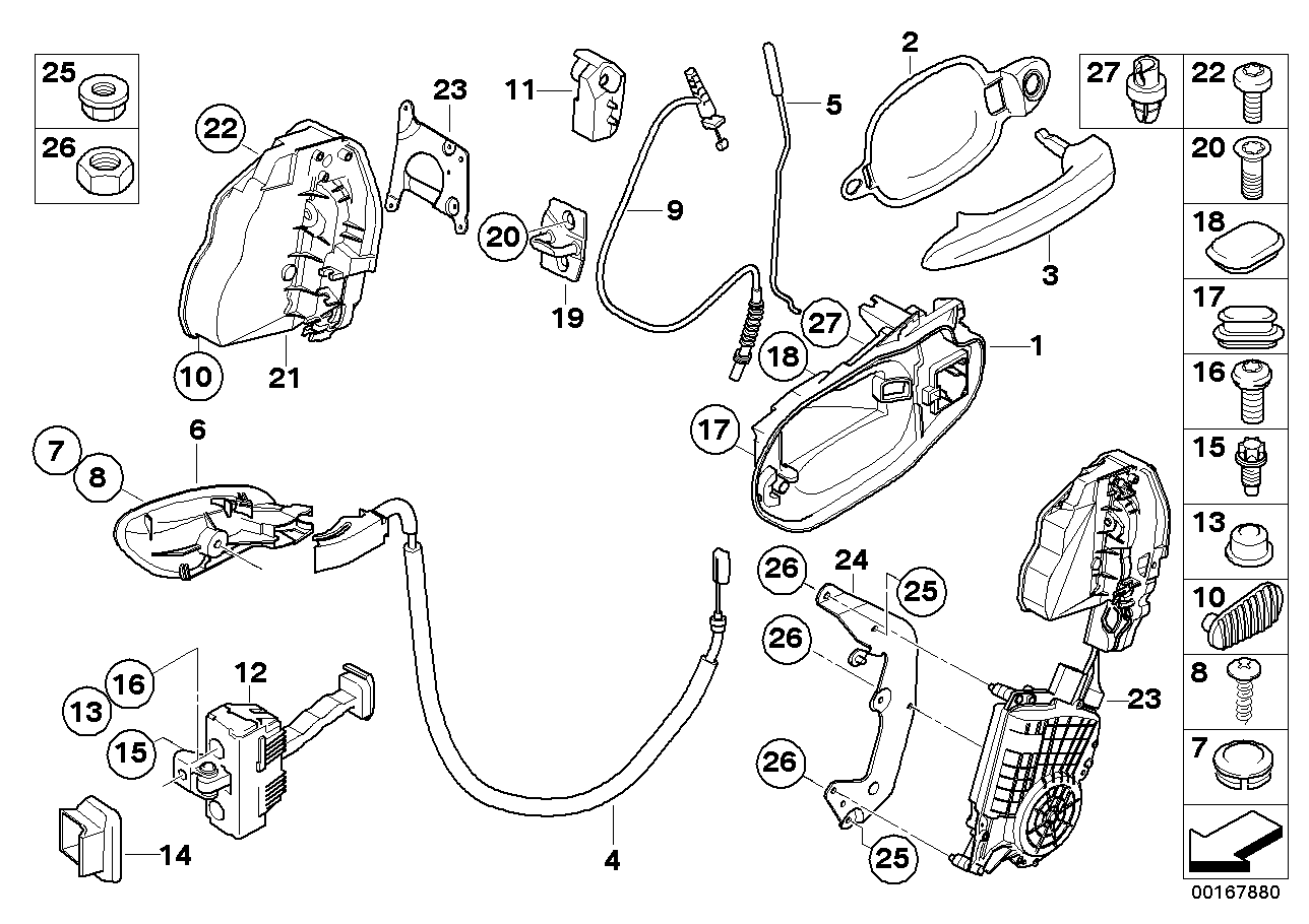 Genuine BMW 51217008893 E63 E64 Bowden Cable, Outside Door Handle (Inc. 645Ci, 650i & M6) | ML Performance EU EU Car Parts