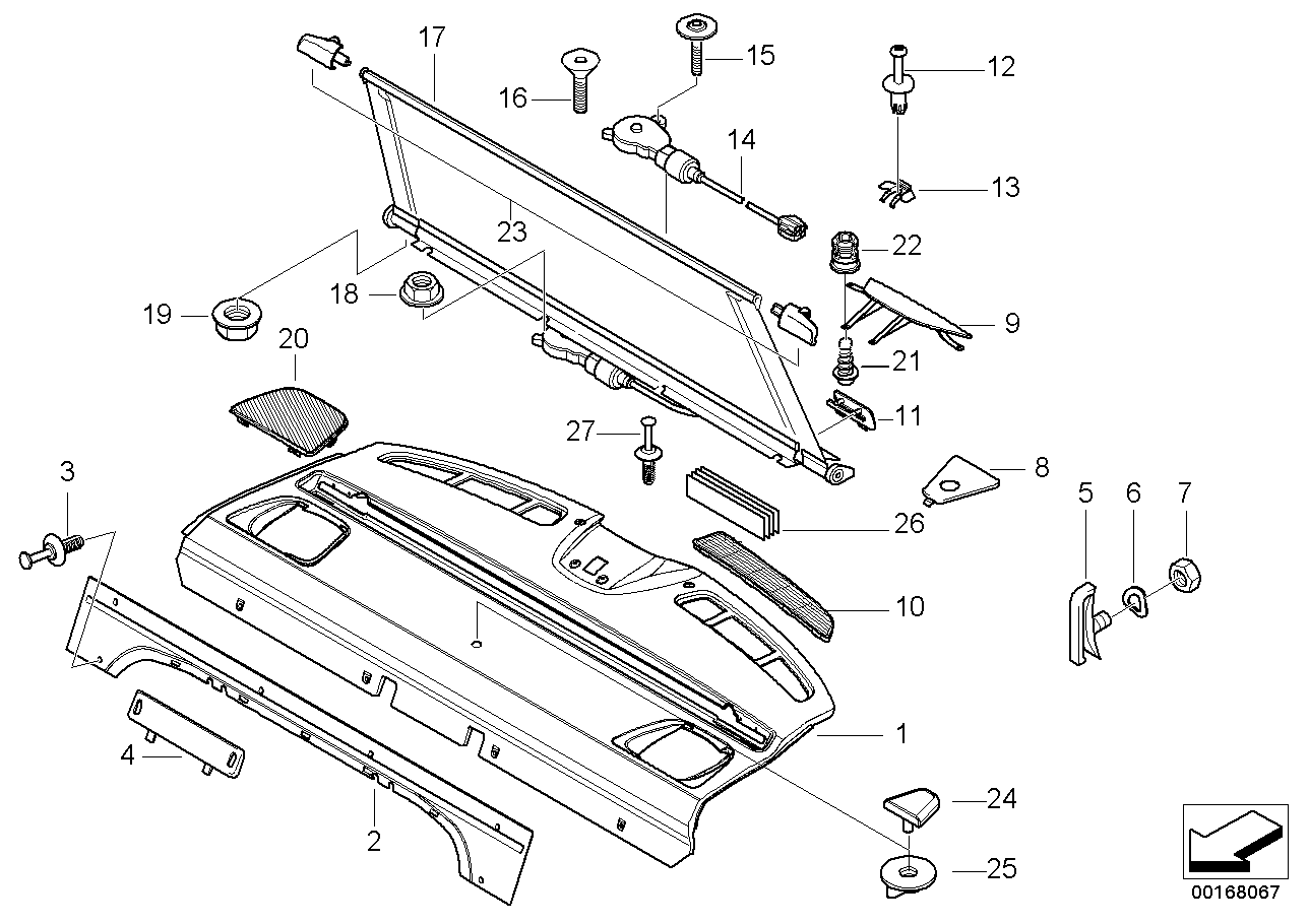 Genuine BMW 51468232087 E39 Storage Tray, Retracting Sun Blind GRAU (Inc. 540iP) | ML Performance EU EU Car Parts