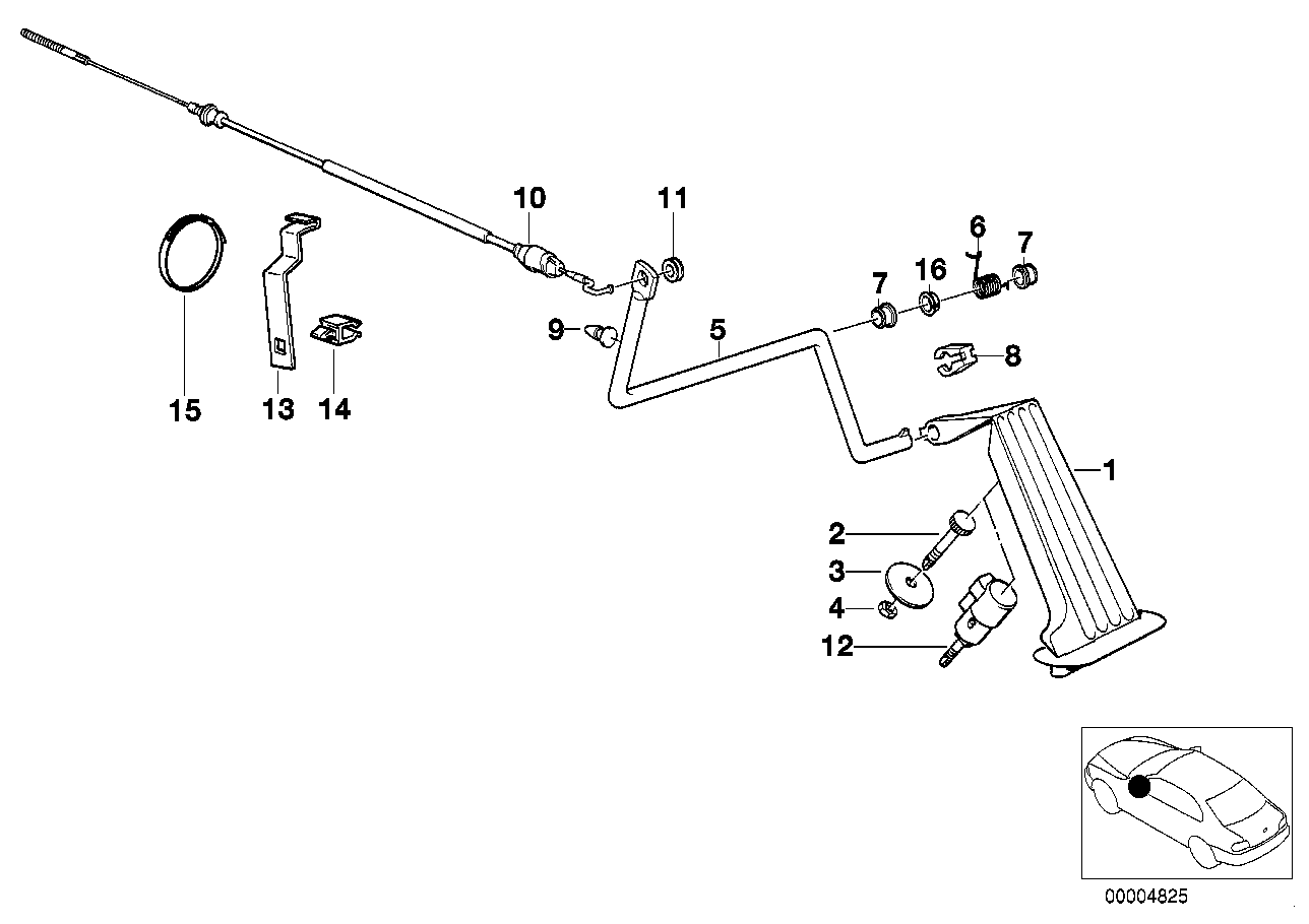 Genuine BMW 35411158660 E46 E36 Accelerator Pedal Assy (Inc. M3, 318i & 318tds) | ML Performance EU EU Car Parts